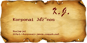 Korponai János névjegykártya