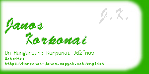janos korponai business card